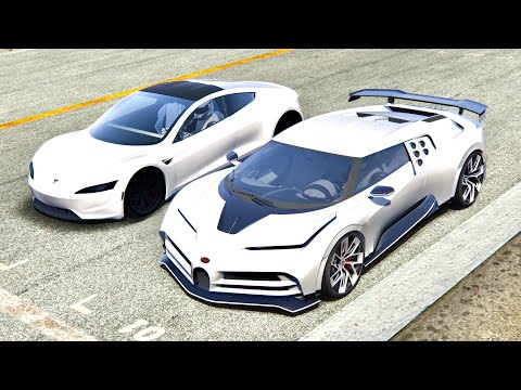 Bugatti Centodieci vs Tesla Roadster - Monza