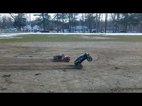 Losi DBXL and Traxxas Xmaxx race and thrash