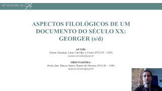 ASPECTOS FILOLÓGICOS DE UM DOCUMENTO DO SÉC. XX: GEORGER (S/D).