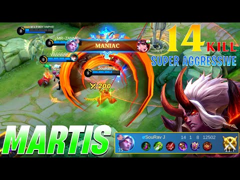 MOBA: 14 kills+2x Legendary Martis Tower Divs Maniac Counter Lesley - Build Top Global Martis ~ MLBB