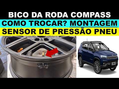 Bico da roda Jeep Compass como trocar o sensor de pressão do pneu? Bico eletrônico Compass montagem