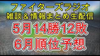 【ファイターズラジオ】6/1 雑談＆情報まとめ 完封勝利で5月14勝12敗貯金2！連戦ビジター戦が多い地獄日程の中デカした月間 6月の戦いはどうなる？6月順位予想
