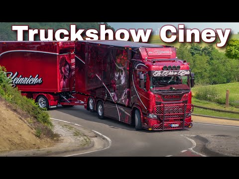 Truckshow Ciney 2025 Part 1 with Scania V8 open pipes sound , custom semi Trucks from Europe