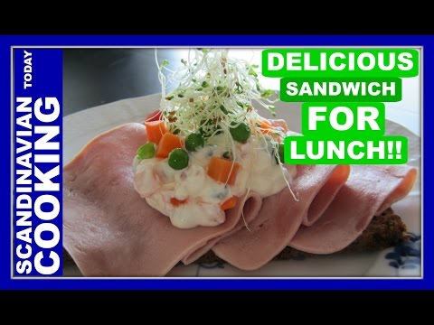 Smørrebrød 🍴 How To Make Danish Ham with Italian Salad Open-Face Sandwich