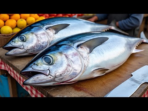 Everyday of My Life ❗🔥 Exploring Sorong Fish Market live broadcast of yellowfin tuna cutting