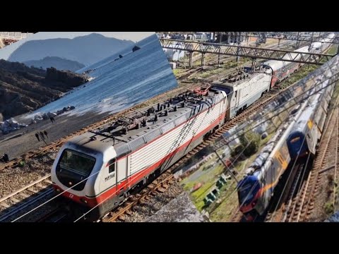 COMPILATION DI TRENI E MARE RIPRESI SOPRA LA STAZIONE DI DEIVA MARINA CON ICN VS OBB EURONIGHT