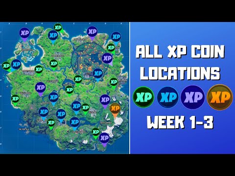 All XP Coins Locations in Fortnite Season 4 Chapter 2 (Green, Blue, Purple, and Gold)! - Week 1-3
