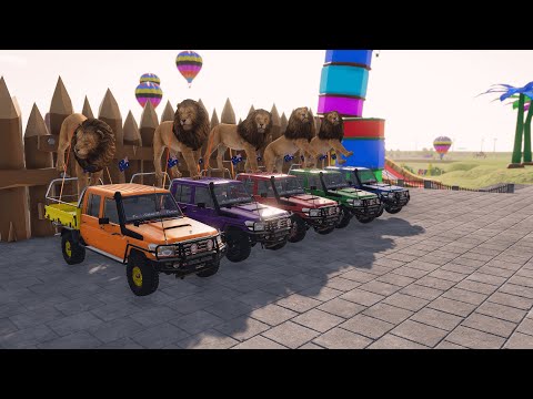 PICKUP CARS MERCEDES AUDI VW DACIA BMW DODGE ADVENTURE RECUE POLICE TRANSPORTING LIONS - FS 22 #3