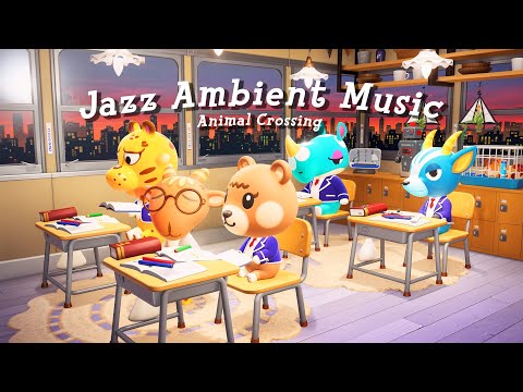 Focus Jazz Ambient Music: Study w/ Animal Crossing 📖 Cozy Classroom Vibes for Study, Work & Relax🎧
