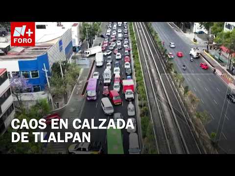Bloqueo de trabajadores colapsa calzada de Tlalpan en CDMX