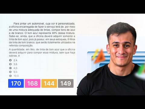 ENEM 2018 PPL - Para pintar um automóvel, cuja cor é personalizada, a oficina encarregada de fazer