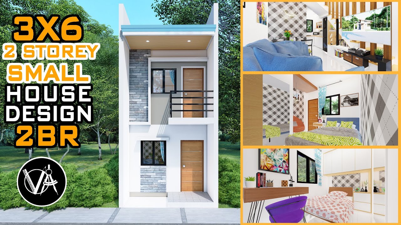 3X6 2 Storey Small House Design | Perspective
