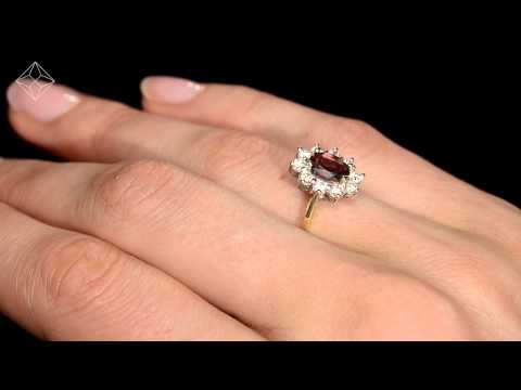 FET25-RV  - Pink Tourmaline 0.80CT and Diamond Halo Ring in 18K Gold