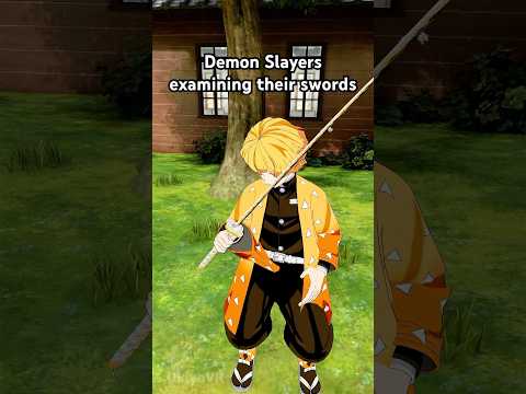 Demon Slayers examining their swords #demonslayer #kimetsunoyaiba #tanjiro #zenitsu #inosuke