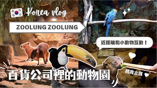【韓國交換vlog】百貨公司裡有動物園！？還可以近距離餵食和接觸可愛小動物！｜韓國zoolung zoolung動物園