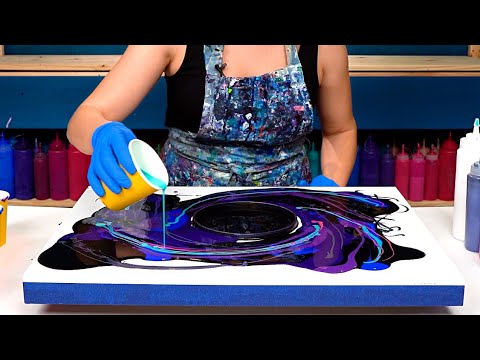 I’m AMAZED! 😍 New Moving COSMIC Design🌌Black Hole Technique with a RING ~ Galaxy Art Acrylic Pouring