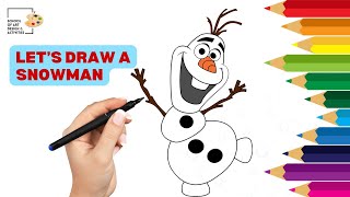 How to Draw & Color a Snowman | Easy Winter Art for Kids