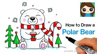 How to Draw a Polar Bear for Winter Holiday Easy