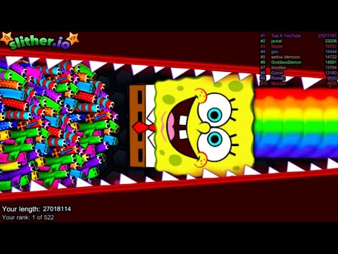 Slither.io A.I SPONGEBOB SKIN vs TINY Pro Snakes - Epic Skin Slitherio Vip Gameplay - WORLD RECORDS