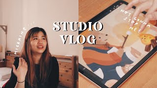 Thrifting, art haul & finishing a cosy digital piece | Art Vlog