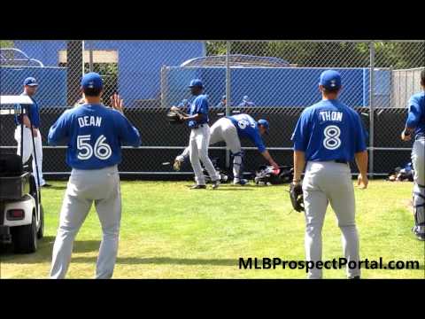 D.J. Davis, Matt Dean and Dickie Thon Jr. throwing - Toronto Blue Jays prospects