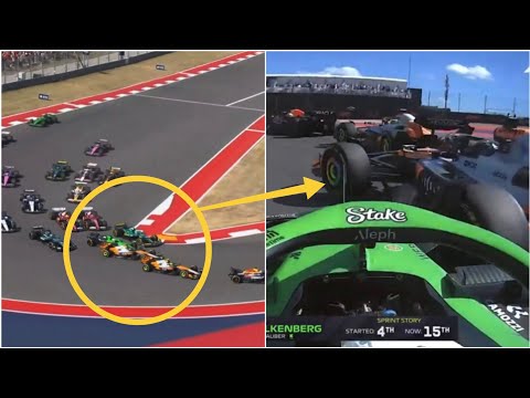 🔥 Lando Norris COLLIDING with Oscar Piastri in US GP Sprint Forces | Radio Message of Turn 1 Crash