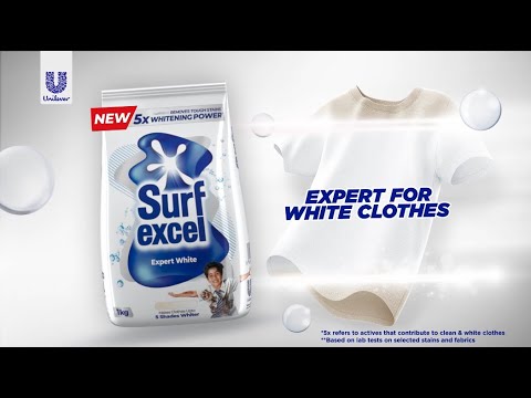 New Surf Excel Expert White with 5x Whitening Power!