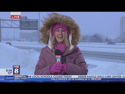 Jessica Dill braves the elements; the latest road conditions