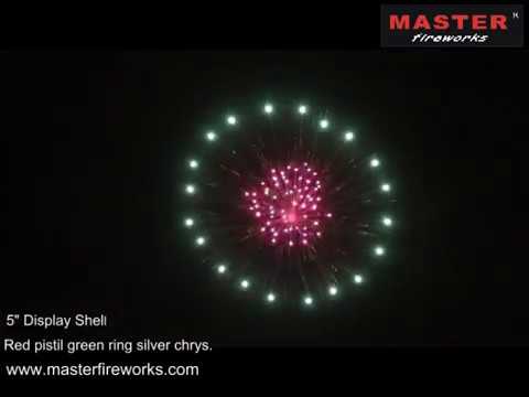 5 inch Green Ring With Red Pistil And Silver Crackling Flower(Professional Celebration Shell)