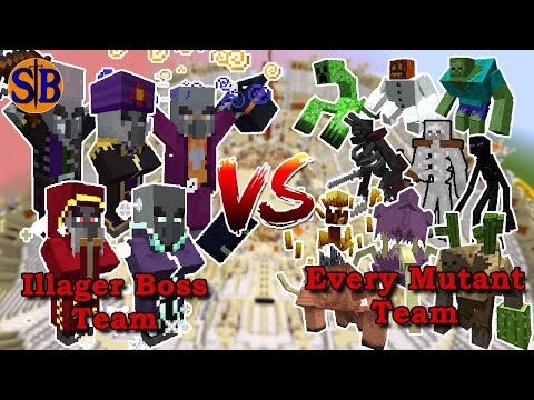Illager Boss Team vs Every Mutant team Minecraft Mob Battle