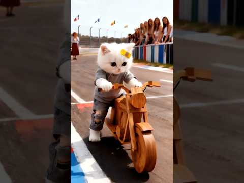 Kitten takes Racing Crown: From Wooden Bike to Champion #aivideo  #funny