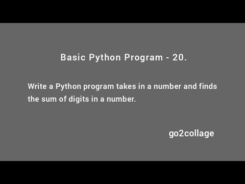 Ep 20 Language Python Basic Program I Go2collage