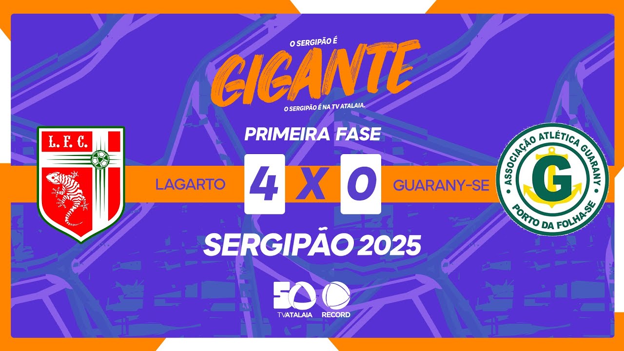 LAGARTO X GUARANY - 1ª FASE | CAMPEONATO SERGIPANO 2025 - AO VIVO: TV ATALAIA - ÀS 16H - 18/01/2025