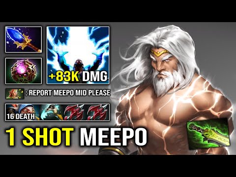 WTF Instant 1 Shot +83K DMG Zeus Bullying Meepo From Mid with OC Unlimited Skills Spam Dota 2