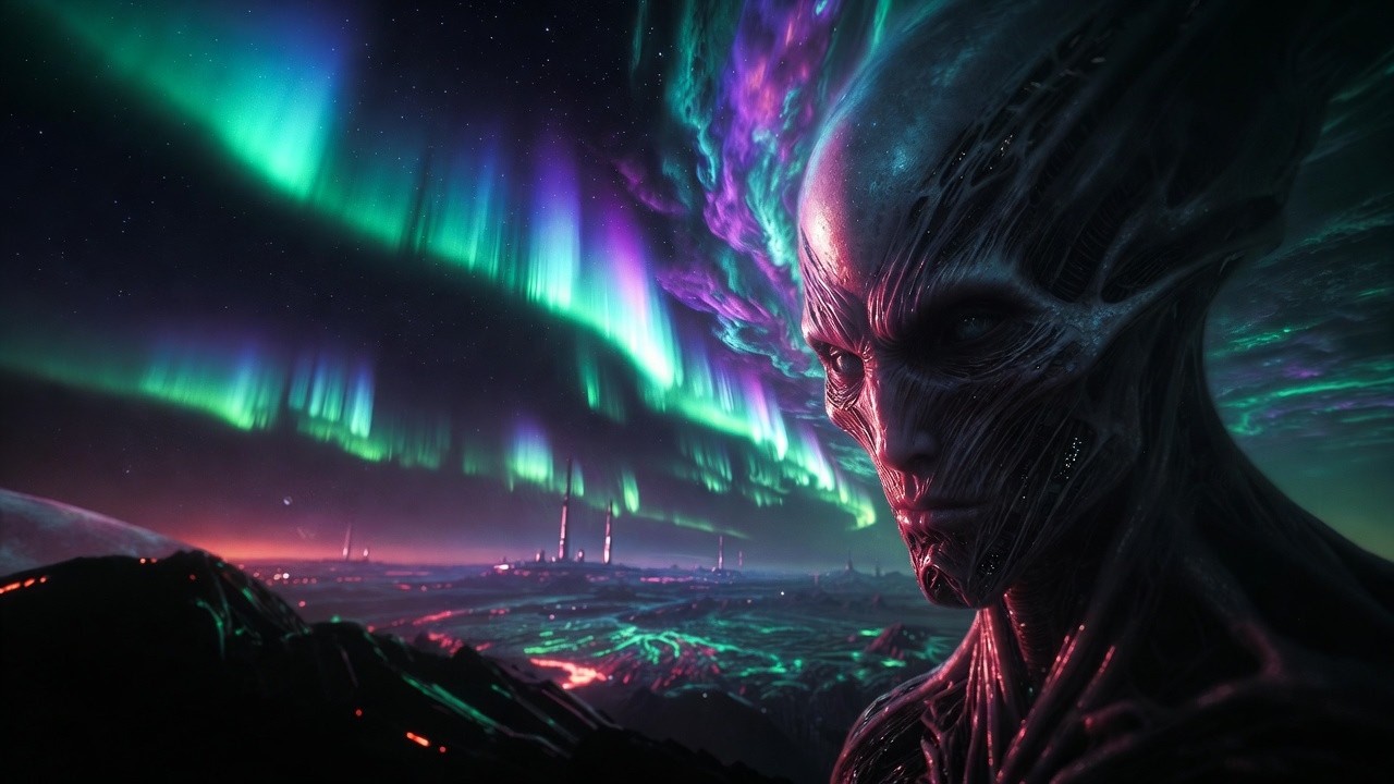 Alien Planet with Aurora Storms 🌌 Relaxing Space Ambience 4K