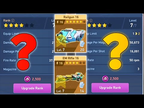 Which Weapon Should I Ubgrade EM Rifle 16 Or Railgun 16 || Mech Arena