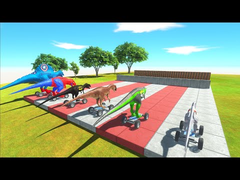 SUPER CAR SPEED RACE SUPERHEROES DINOSAURS - Animal Revolt Battle Simulator