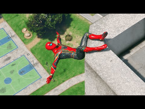 GTA 5 Iron Spiderman Falling off Highest Buildings - Episode 01 (Euphoria Ragdolls)