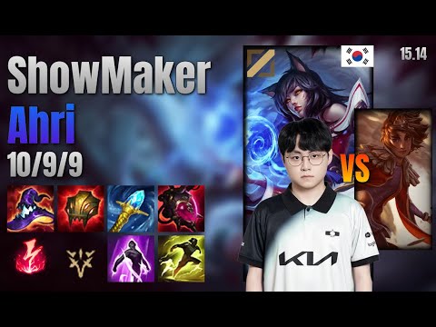 ShowMaker Mid Ahri vs Taliyah lol KR solo rank Full Game 15.14 | 쇼메이커 아리 vs 탈리야