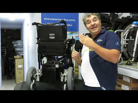 Cadeira de rodas motorizada Ortobras E4 - nova versão com estrutura de assento e encosto dobrável