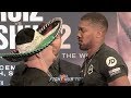 ANTHONY JOSHUA MEAN MUGS ANDY RUIZ JR IN FACE TO FACE IN LONDON AT FINAL PRESS TOUR PRESS CONFERENCE