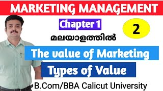 The value of Marketing/ Marketing Management  B.Com 2nd Sem Calicut University Malayalam