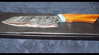 Copper Damascus "Bunka" style chef knife sharpened with ALTSTONE FUKAMI 1000 & Suehiro Ouka 3000