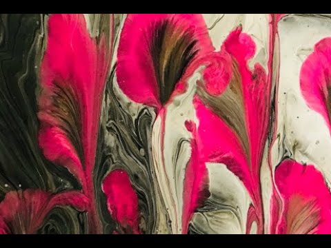 (308) String Pull over a Kiss Pour - Acrylic Fluid Painting