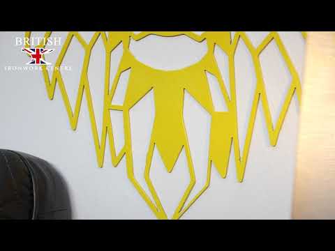 Geometric Yellow Lion Steel Wall Art