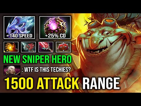 NEW SNIPER HERO +1500 Attack Range Level 30 Grand Spammer Techies Vs Mid Invoker Dota 2