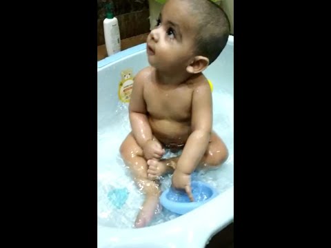 Swarit's First bath by self -- funny moments