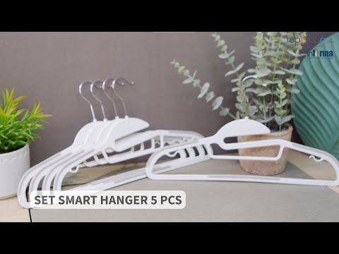 Gambar Informa Smart Hanger Baju Plastik Anti Slip 41.3 cm Set 5 pcs - Abu-Abu Muda