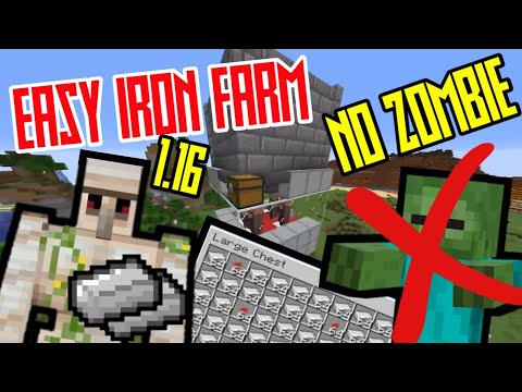 Minecraft Easiest IRON FARM Without a Zombie - Tutorial 1.16+ Java Edition