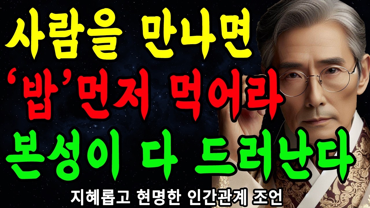 "사람을 만나면 '밥'부터 먹어봐야 하는 이유" | 상대의 본모습 빠르게 파악하는 최고의 방법 5가지 | 지혜롭고 현명한 인간관계 조언 | 인생 | 명언 | 마음 | 행복